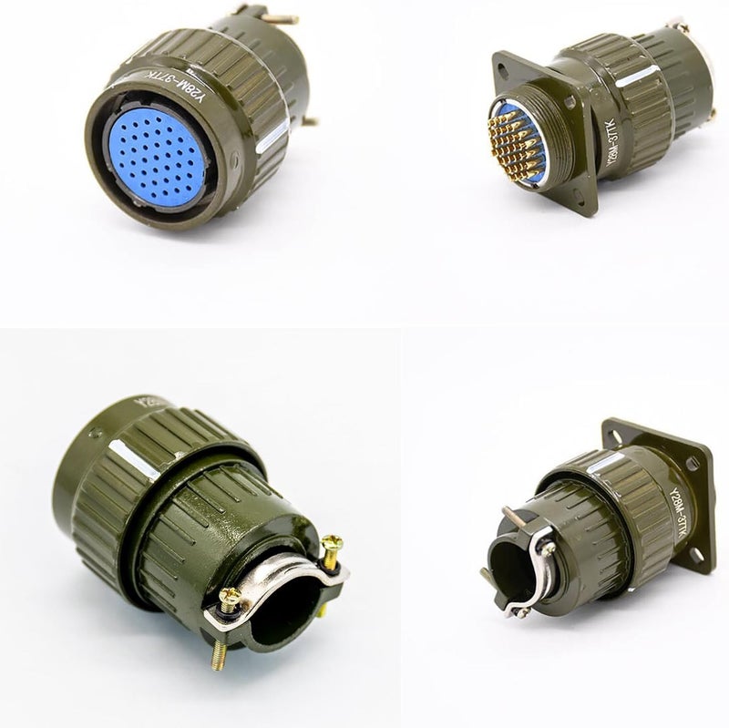 Elecbee Aviation Connector 28mm Y28M-37TK Female 37 Pin Circular Connector Solder Cable Plug Bayonet Coupling Waterproof Aviation Metal Wire Panel Power Chassis Fittings Connector - Image 3